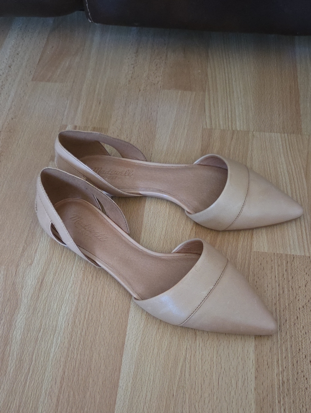 Madewell Beige Leather Pointed D'Orsay Flats Size 9.5 Contemporary Office Career